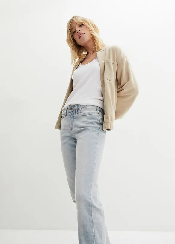 Jeans bootcut elasticizzati, vita media, bonprix