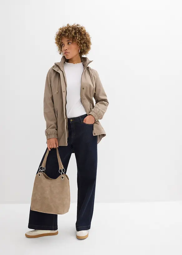 Parka da mezza stagione in cotone con cappuccio in fantasia, bonprix