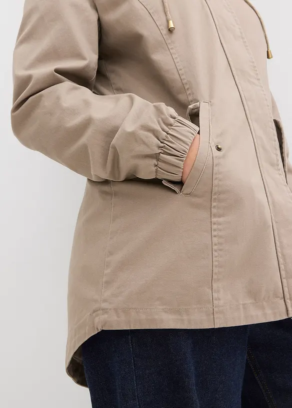 Parka da mezza stagione in cotone con cappuccio in fantasia, bonprix