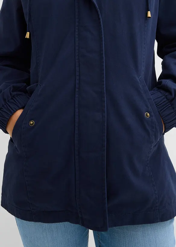 Parka da mezza stagione in cotone con cappuccio in fantasia, bonprix