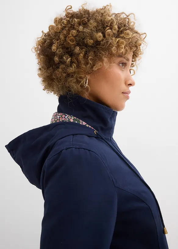 Parka da mezza stagione in cotone con cappuccio in fantasia, bonprix