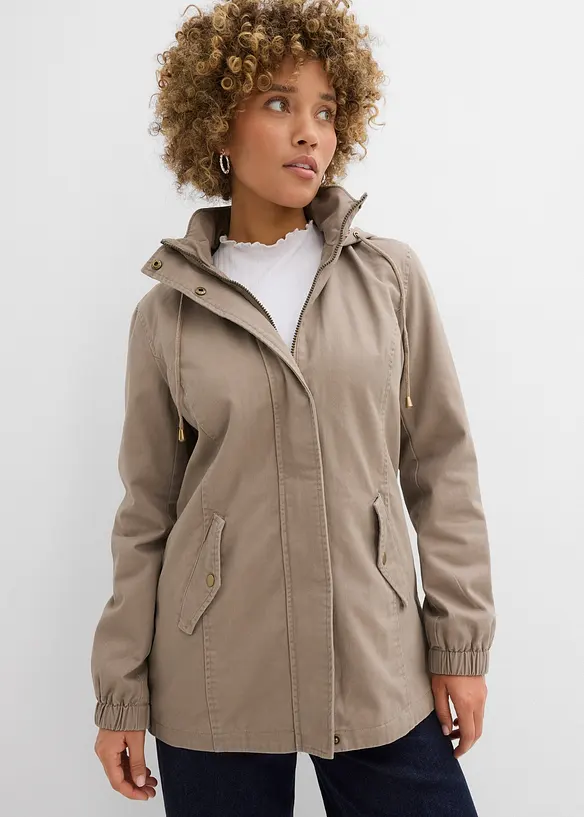 Parka da mezza stagione in cotone con cappuccio in fantasia, bonprix