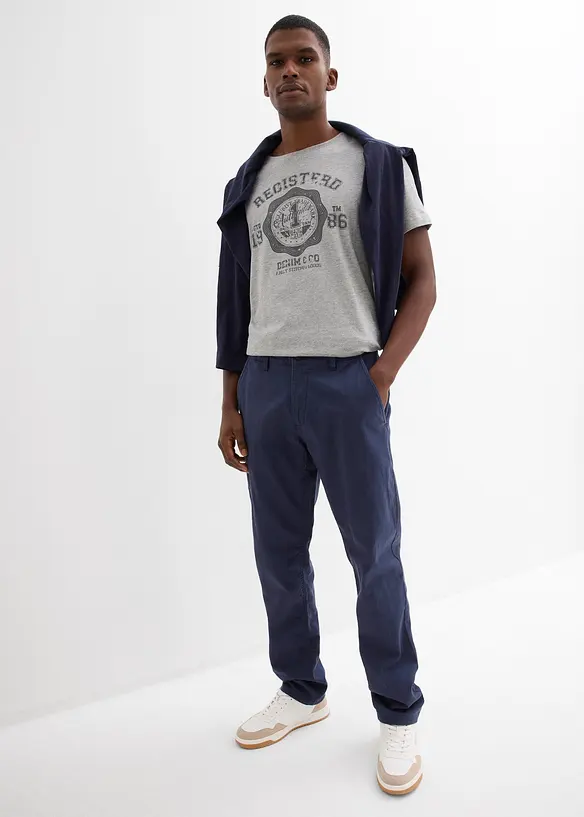 Pantaloni chino in misto lino regular fit, straight, bonprix