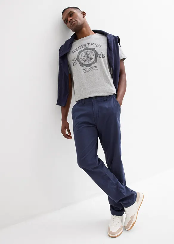 Pantaloni chino in misto lino regular fit, straight, bonprix