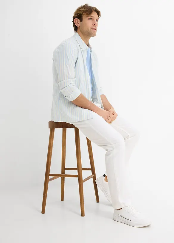 Pantaloni chino in misto lino regular fit, straight, bonprix