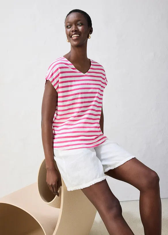 Maglia in puro lino con maniche a pipistrello, bonprix