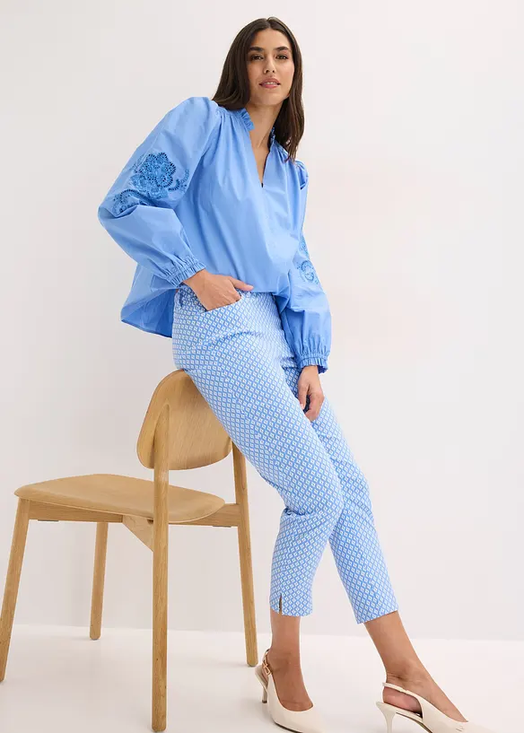 Pantaloni cropped elasticizzati in bengalina, bonprix