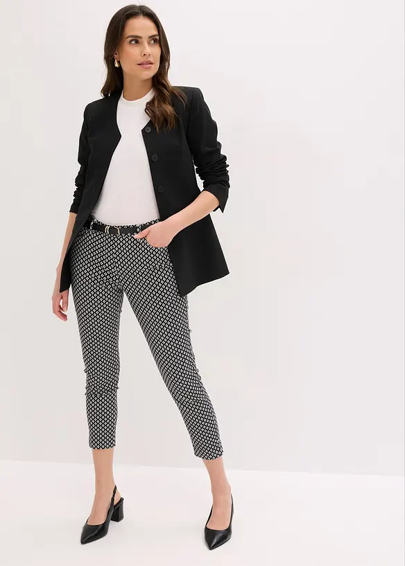 Pantaloni cropped elasticizzati in bengalina, bonprix