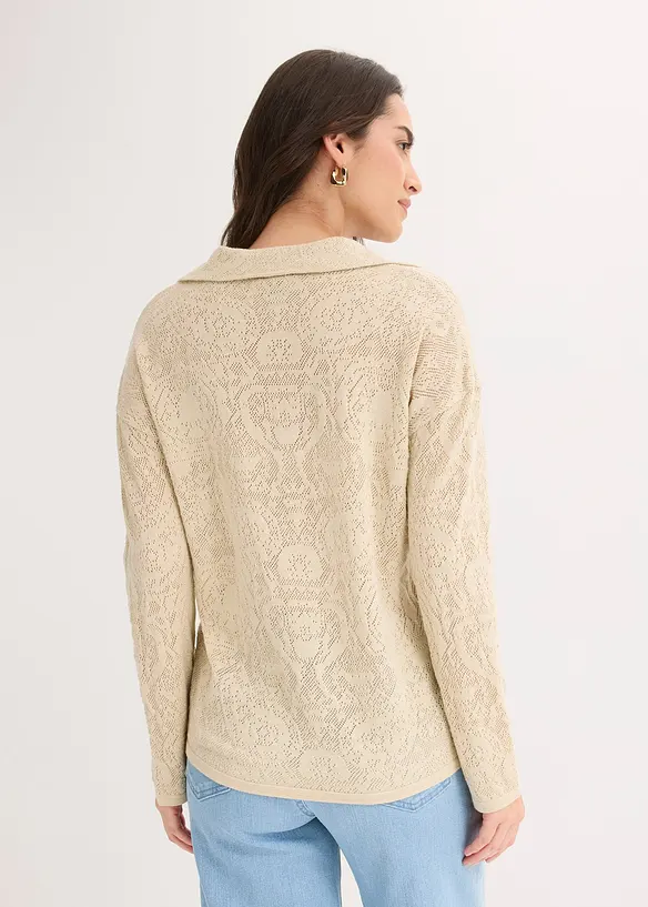 Cardigan in maglia traforata con filato glitterato, bonprix