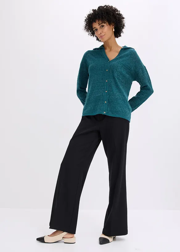 Cardigan in maglia traforata con filato glitterato, bonprix