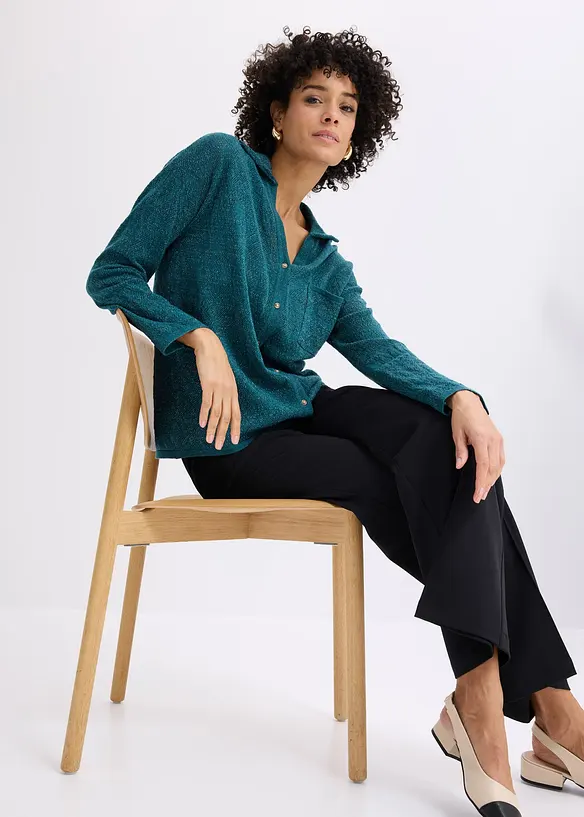 Cardigan in maglia traforata con filato glitterato, bonprix