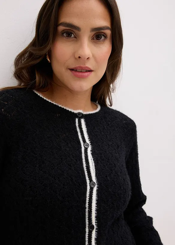 Cardigan traforato con filato piumato, bonprix