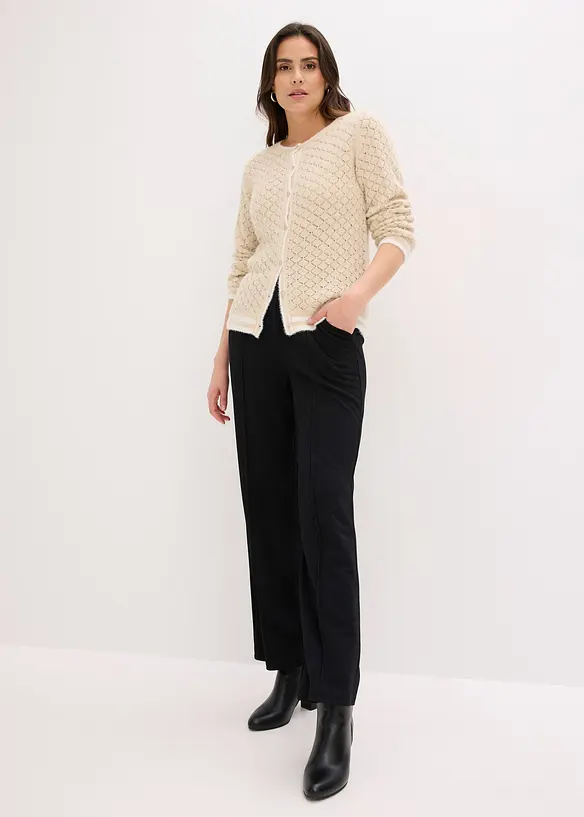 Cardigan traforato con filato piumato, bonprix