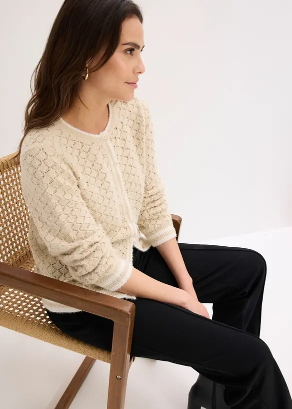 Cardigan traforato con filato piumato, bonprix