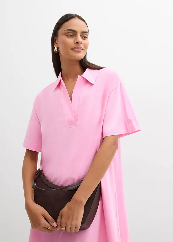 Abito chemisier in misto cotone biologico elasticizzato, bonprix