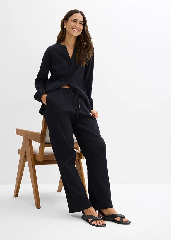 Pantaloni larghi con effetto operato, bonprix