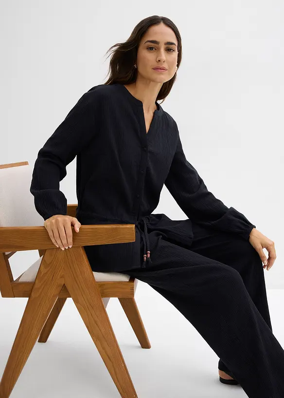 Pantaloni larghi con effetto operato, bonprix