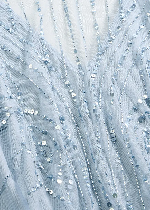 Abito lungo in tulle raffinato con paillettes, bonprix