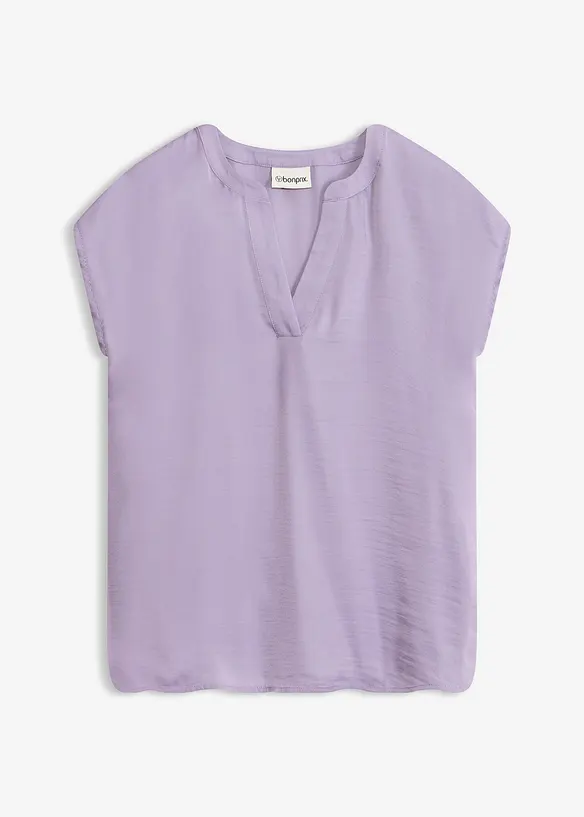 Blusa in satin a maniche corte, taglio morbido a spalle scese, bonprix