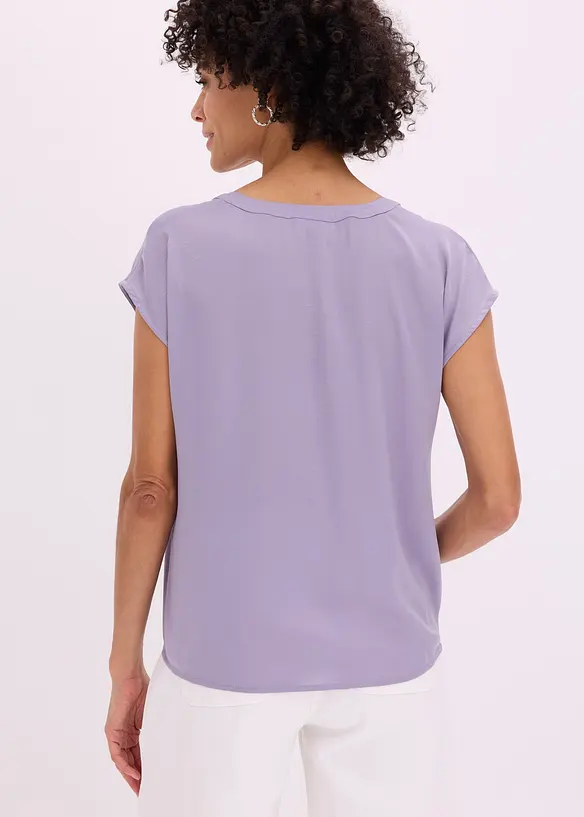 Blusa in satin a maniche corte, taglio morbido a spalle scese, bonprix