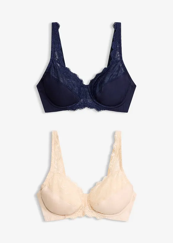Reggiseno con ferretto e pizzo delicato (pacco da 2), bonprix