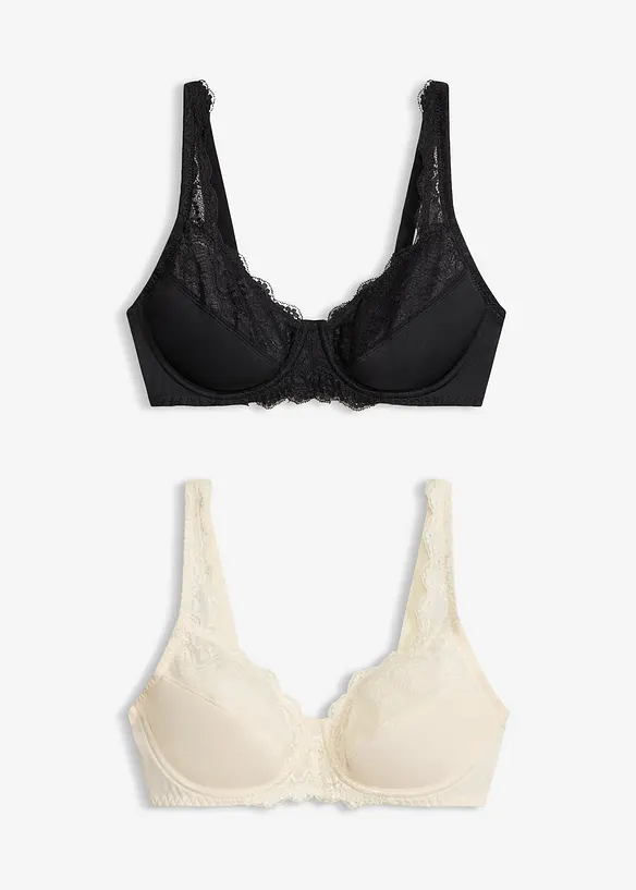 Reggiseno con ferretto e pizzo delicato (pacco da 2), bonprix