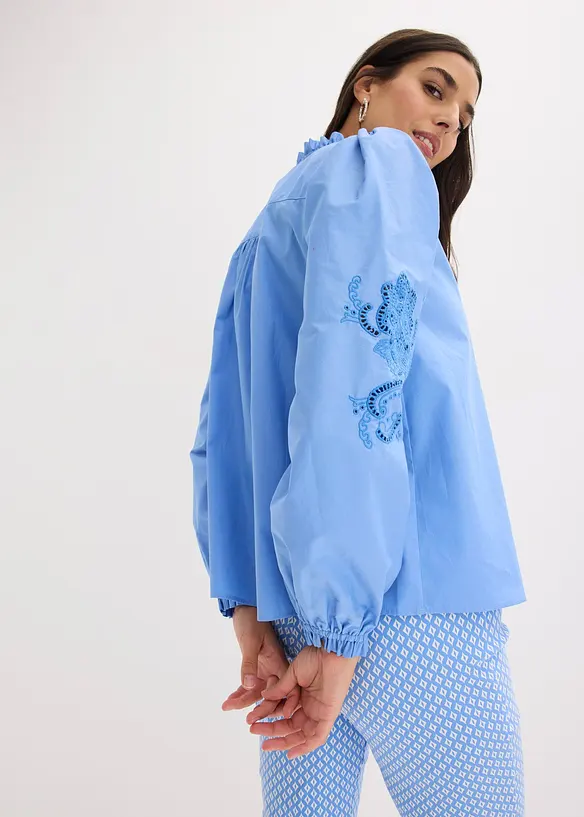 Tunica di cotone con ricami traforati, bonprix