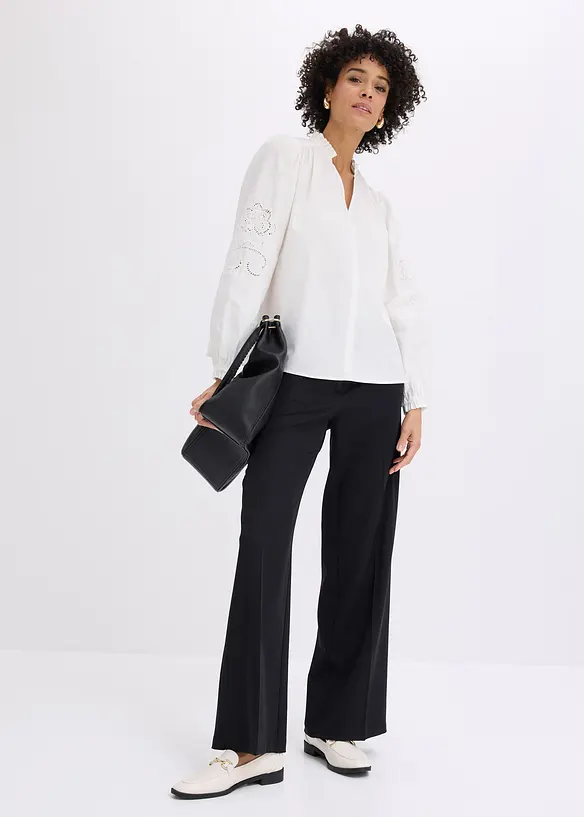 Tunica di cotone con ricami traforati, bonprix