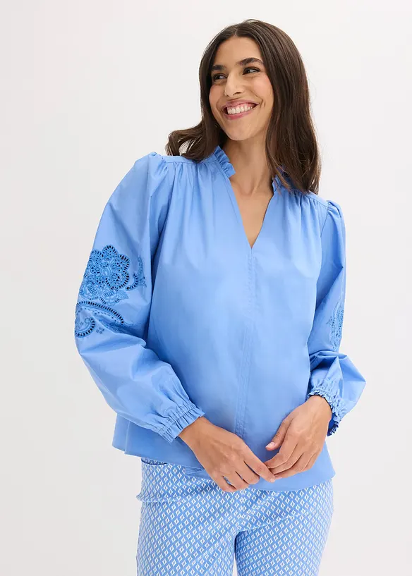 Tunica di cotone con ricami traforati, bonprix