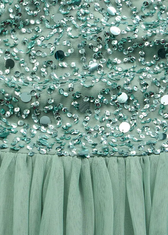 Abito da sera in tulle delicato con ricamo e paillettes, bonprix