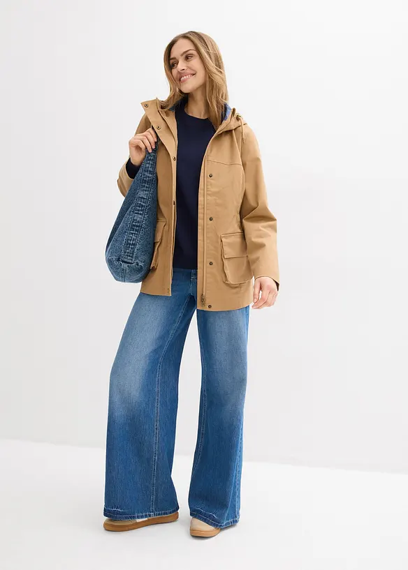 Giacca tecnica idrorepellente con fodera a quadri, bonprix