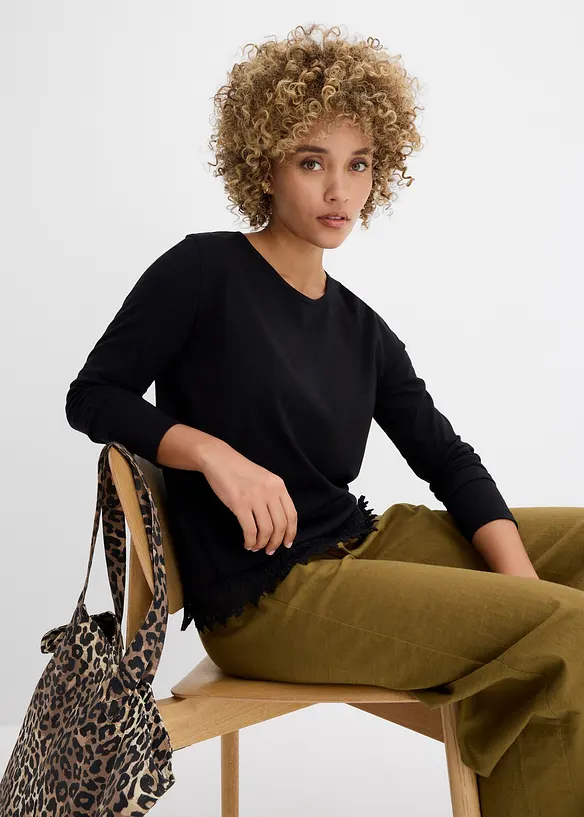 Maglia a maniche lunghe in puro cotone (pacco da 2), bonprix