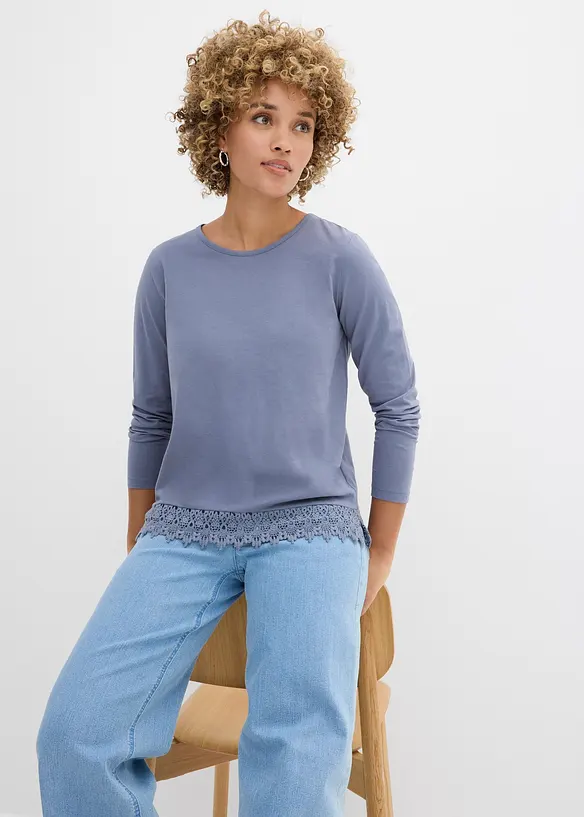 Maglia a maniche lunghe in puro cotone (pacco da 2), bonprix