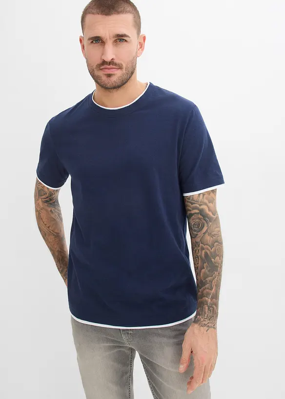 T-shirt effetto 2 in 1 in filato fiammato, bonprix