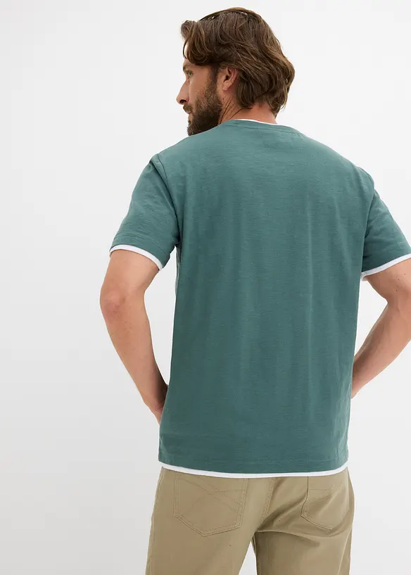 T-shirt effetto 2 in 1 in filato fiammato, bonprix