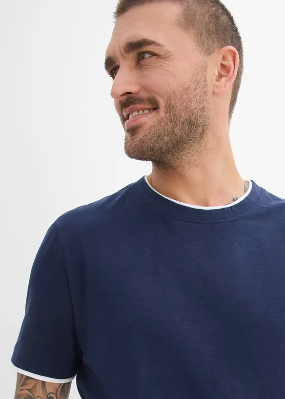 T-shirt effetto 2 in 1 in filato fiammato, bonprix