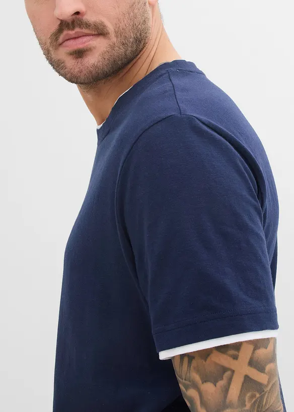 T-shirt effetto 2 in 1 in filato fiammato, bonprix