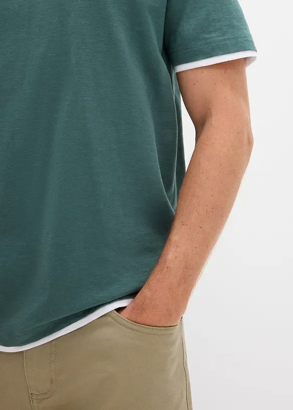 T-shirt effetto 2 in 1 in filato fiammato, bonprix