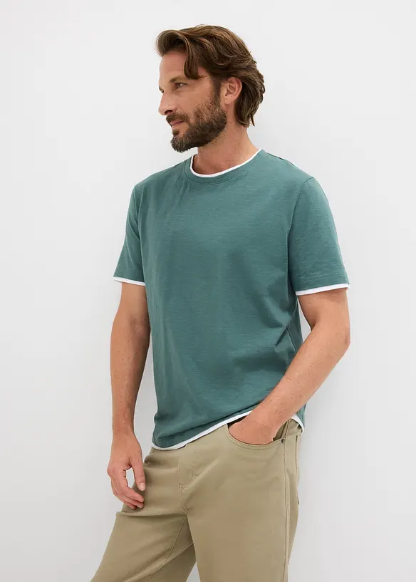 T-shirt effetto 2 in 1 in filato fiammato, bonprix