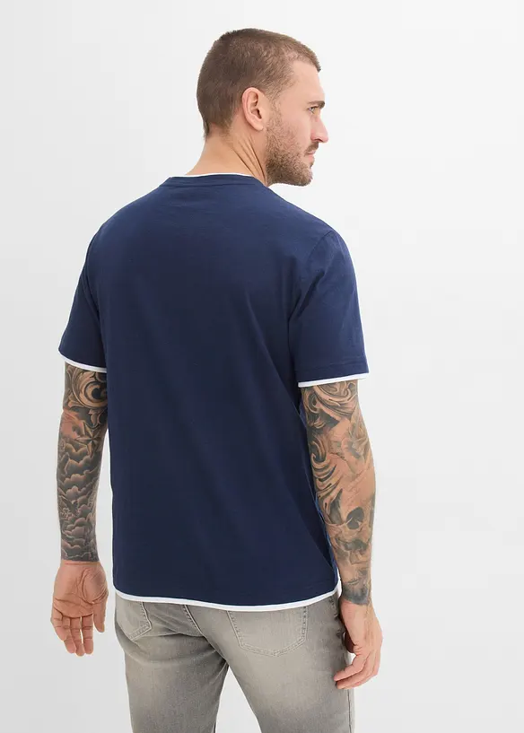 T-shirt effetto 2 in 1 in filato fiammato, bonprix
