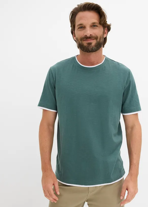 T-shirt effetto 2 in 1 in filato fiammato, bonprix