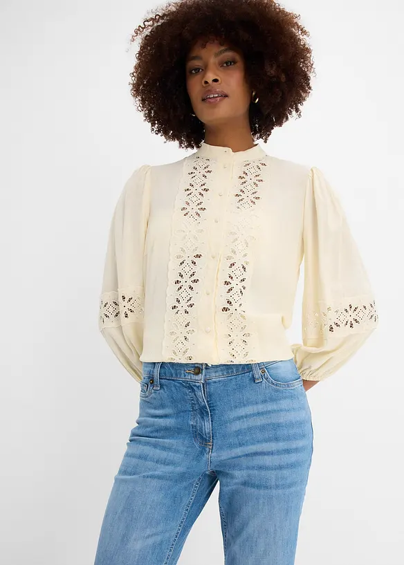 Jeans dritti con girovita comodo, vita media, bonprix