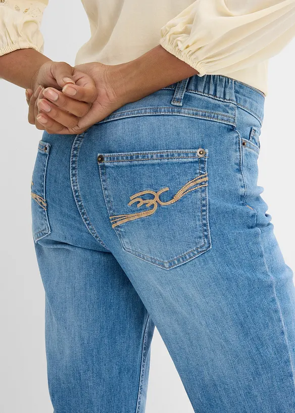 Jeans dritti con girovita comodo, vita media, bonprix