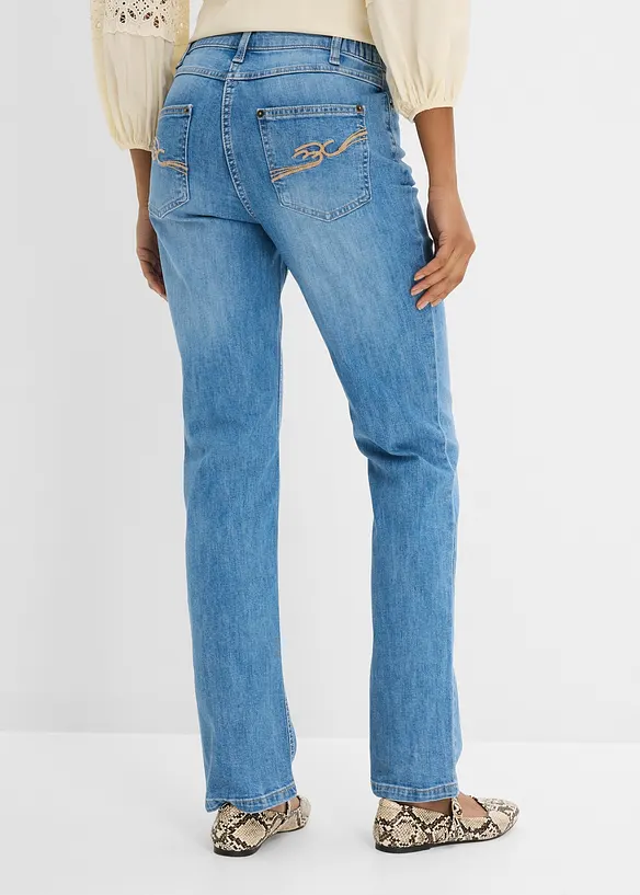 Jeans dritti con girovita comodo, vita media, bonprix