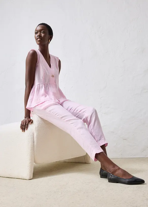 Pantaloni cropped in puro lino, bonprix