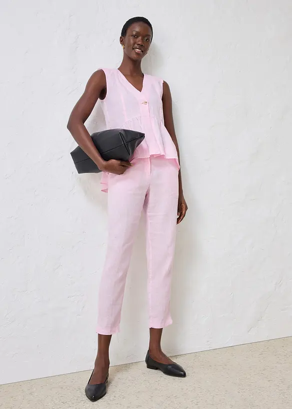 Pantaloni cropped in puro lino, bonprix