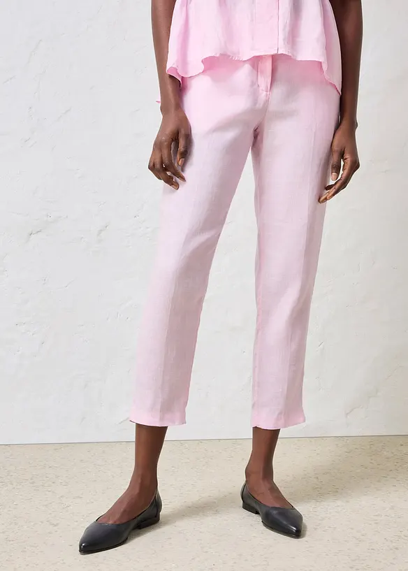 Pantaloni cropped in puro lino, bonprix