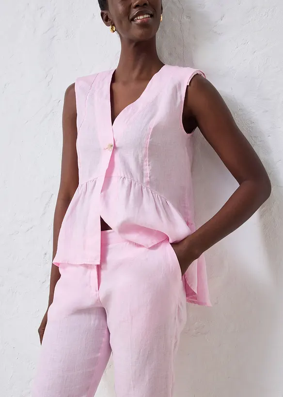 Pantaloni cropped in puro lino, bonprix