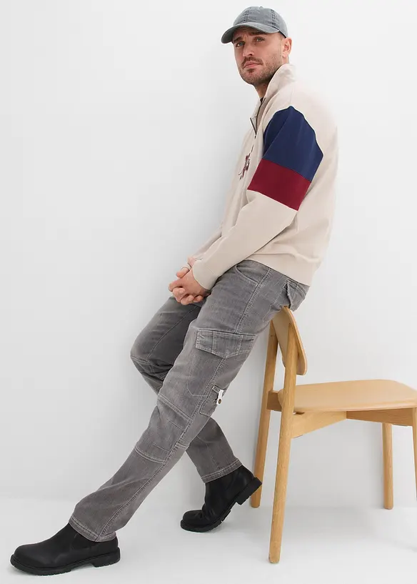 Jeans cargo leggeri comodi in vita, regular fit straight, bonprix