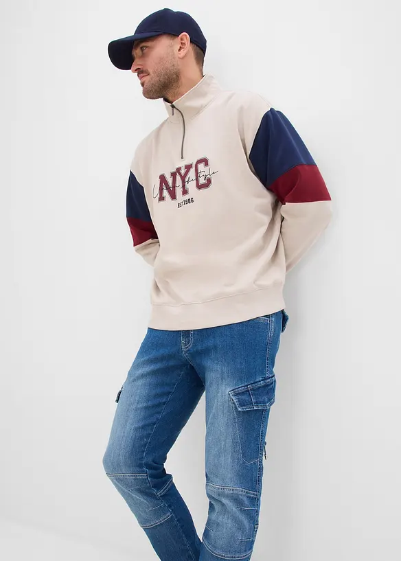 Jeans cargo leggeri comodi in vita, regular fit straight, bonprix